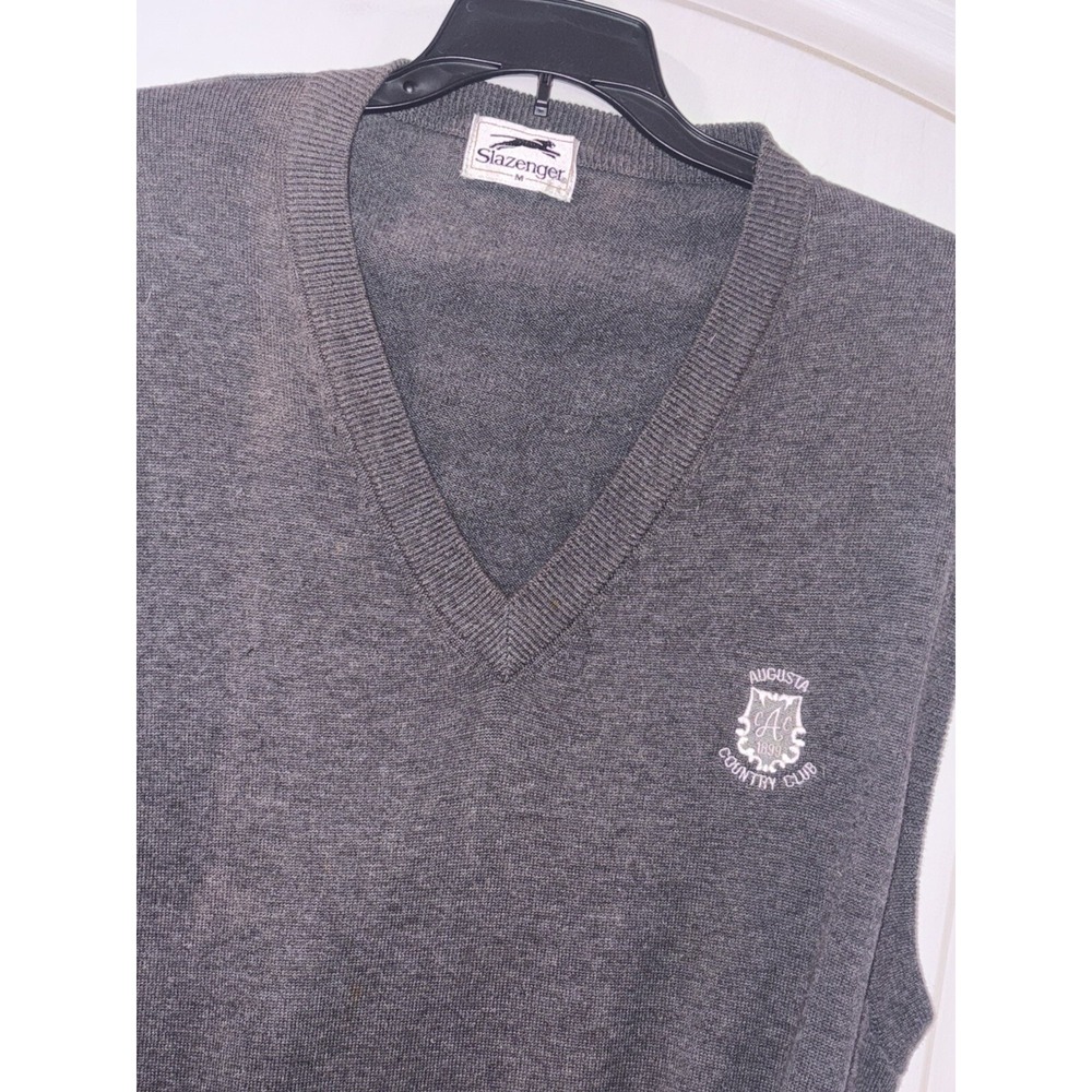Augusta Country Club Men's Medium Vest Vintage V-Neck Slazenger Cotton MED